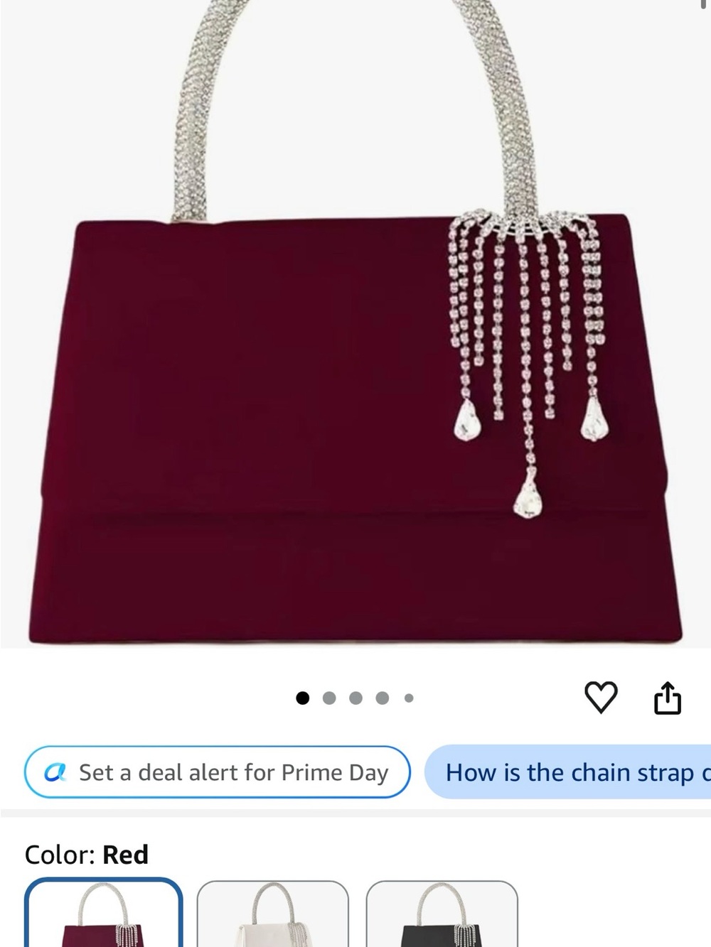 Elegant Crystal-Embellished Red Evening Handbag